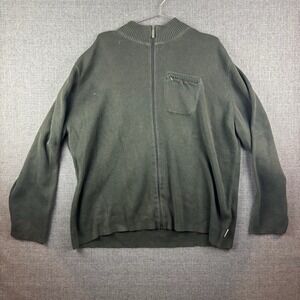 Woolrich Sweater Mens 2XL Green Full Zip Cardigan‎ Pocket Knit Casual Outdoors